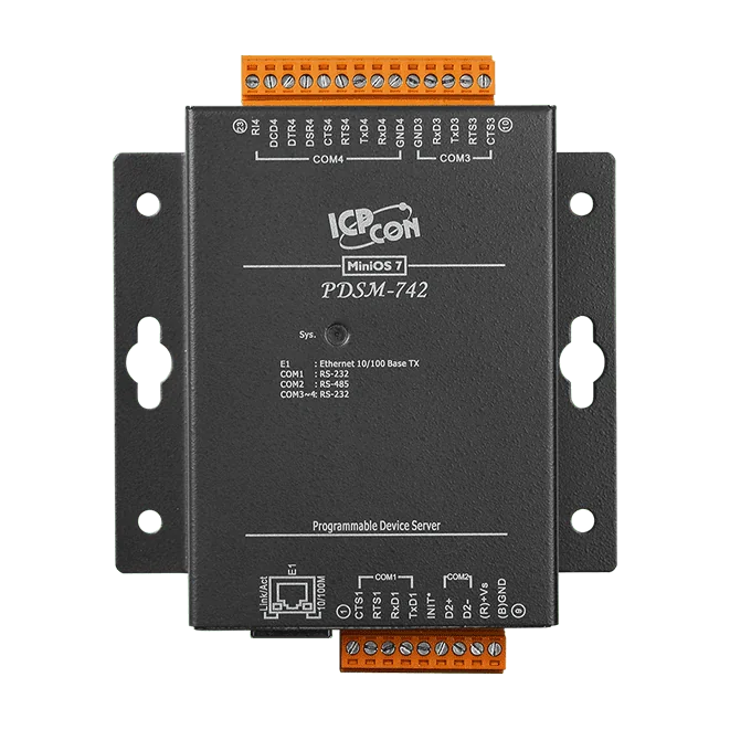 PDSM-742 Programmable Serial-to-Ethernet Device Server, 3x RS-232, 1x RS-485