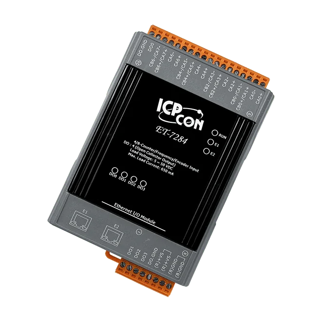 ET-7284 Ethernet I/O Module with 2-port Ethernet Switch, 4/8-ch Counter/Frequency/Encoder Input, 4-ch DO