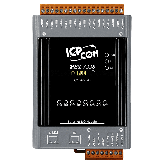 PET-7228 PoE Ethernet I/O Module, 8-ch Analog Output