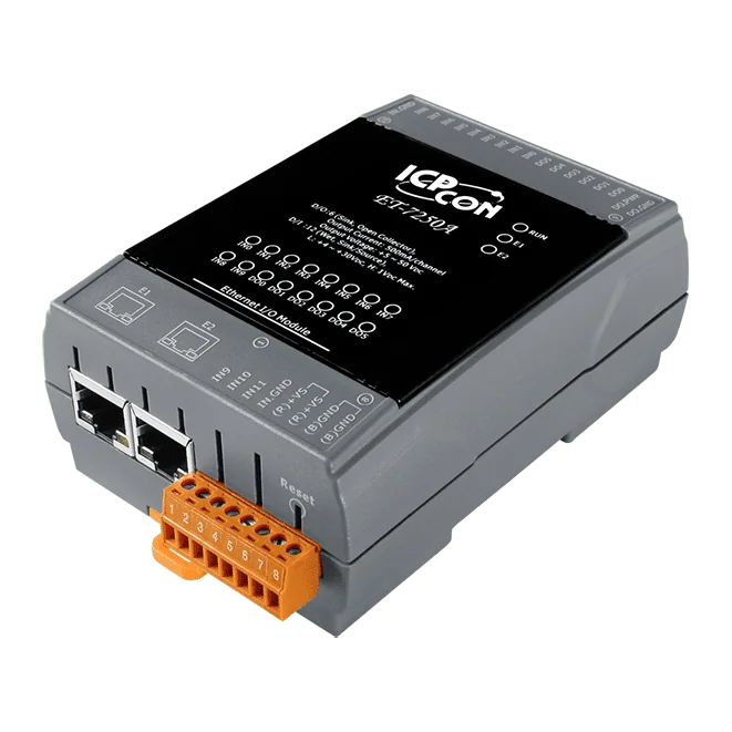 ET-7250A Ethernet I/O Module with 2-port Switch, 12-ch DI, 6-ch DO