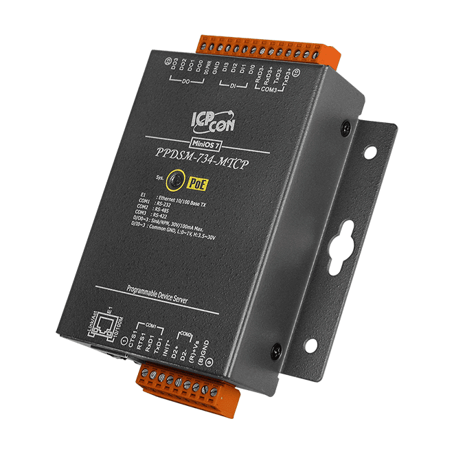 PPDSM-734-MTCP Serial-to-Ethernet Device Server with PoE and Modbus TCP Gateway