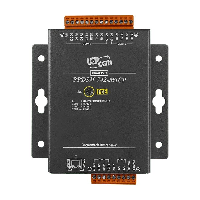 PPDSM-742-MTCP Programmable Device Server, 3x RS-232 + 1x RS-485, PoE