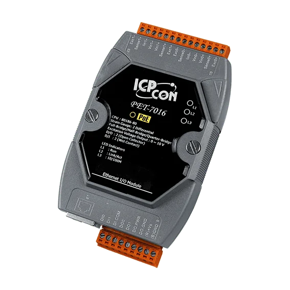 PET-7016 PoE I/O Module, 2-ch Strain Gauge Input, 2-ch DI, 2-ch DO