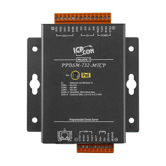 PPDSM-732-MTCP Programmable Device Server, 2x RS-232/1x RS-485, PoE