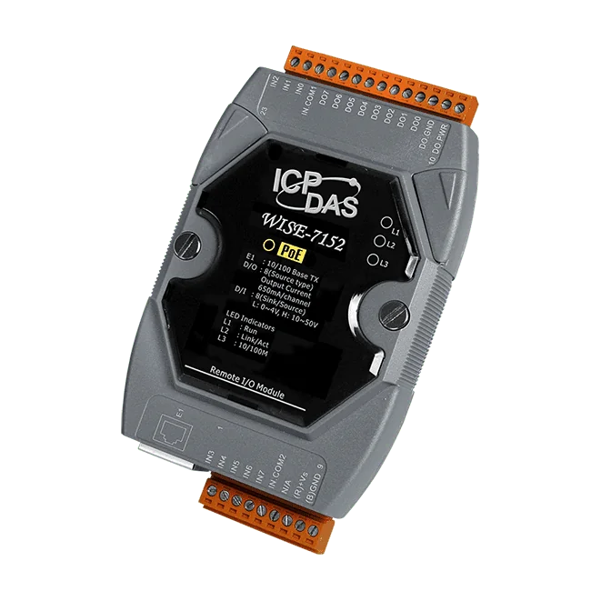 WISE-7152 Intelligent I/O Module with PoE, 8-ch DI and 8-ch DO