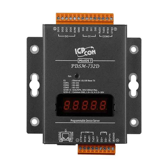 PDSM-732D Programmable Serial-to-Ethernet Device Server, 2x RS-232 and 1x RS-485
