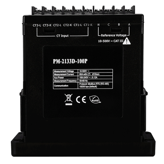 PM-2133D-100P Modbus RTU Three-Phase Power Meter, 60 A Clip-on CT