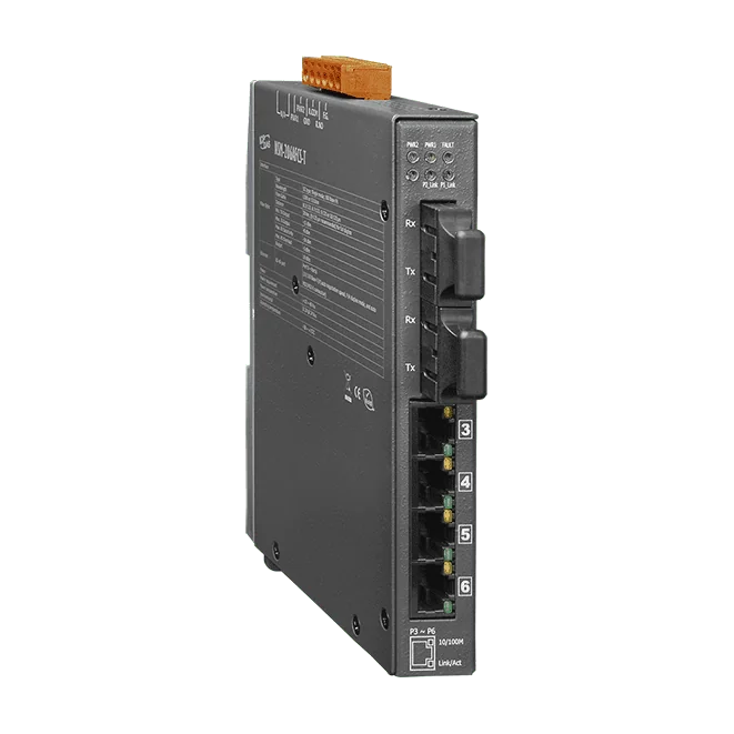 NSM-206AFCS-T Unmanaged Ethernet Switch, 4x RJ-45 + 2x 100Base-FX SC Fiber