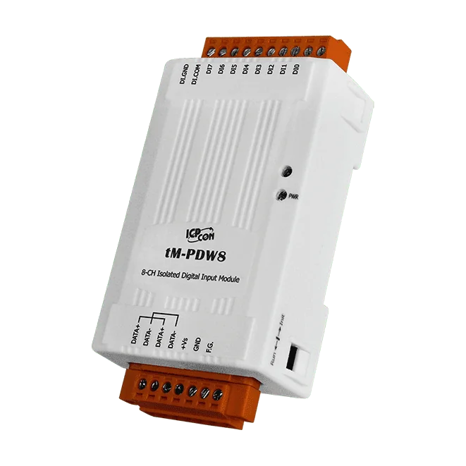 tM-PDW8 8-channel Isolated Digital Input Module, Dry/Wet Contact, RS-485