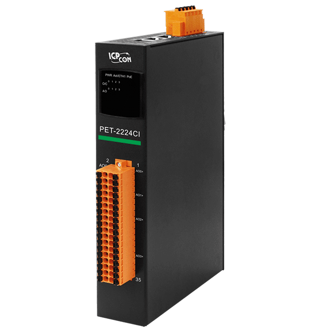 PET-2224CI PoE I/O Module with 2-port Switch, 4-ch Analog Output