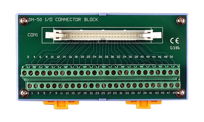 DN-50 50-pin Header I/O Connector Block with CA-5015 Flat Cable, DIN-Rail