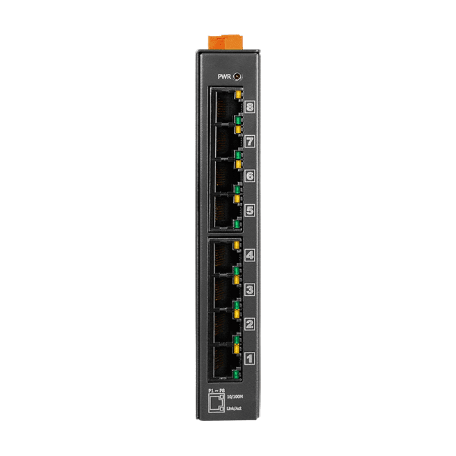 NSM-208A Unmanaged 8-Port Industrial 10/100 Mbps Ethernet Switch, Metal Case