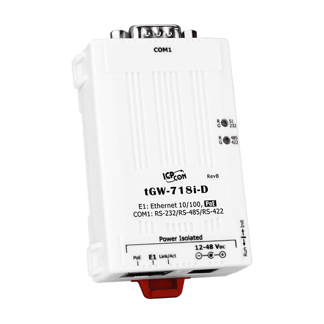 tGW-718i-D Modbus TCP to RTU/ASCII Gateway, 1-port RS-232/422/485, PoE