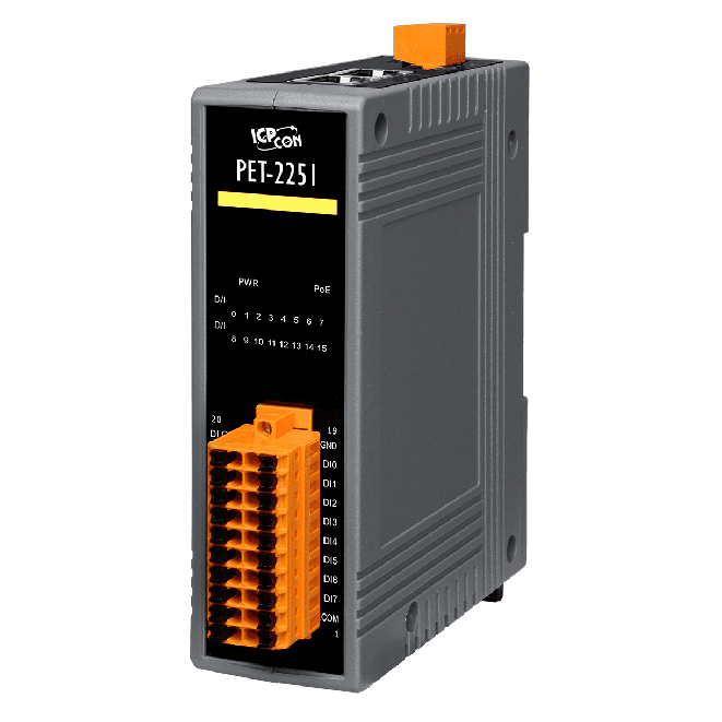 PET-2251 PoE I/O Module, 16-ch DI with 2-port Ethernet Switch