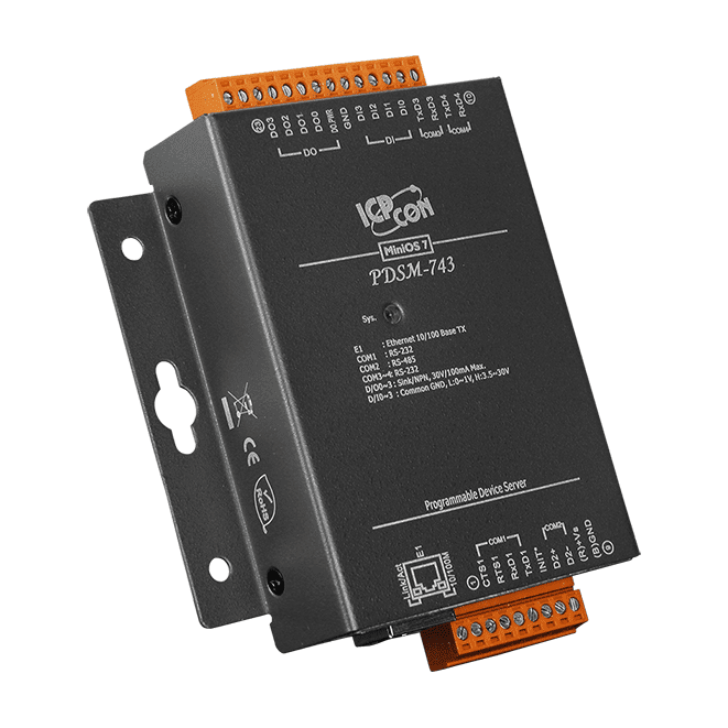 PDSM-743 Serial-to-Ethernet Device Server, 3x RS-232 and 1x RS-485, Metal Case