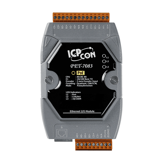 PET-7083 PoE I/O Module, 3-axis 32-bit Encoder/Counter Input