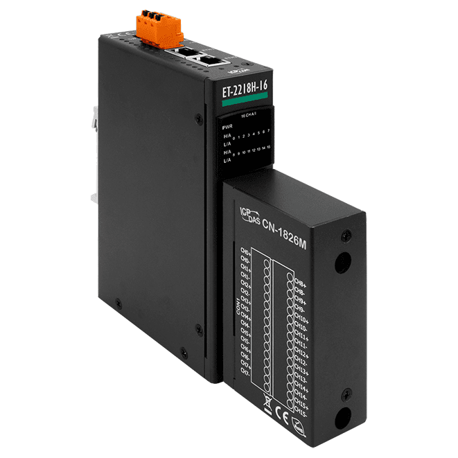 ET-2218H-16/S1 Ethernet I/O Module with 2-port Ethernet Switch, 16-ch High Speed Thermocouple Input, 100 S/s