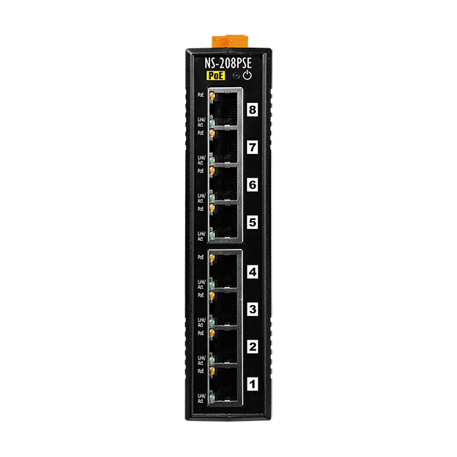 NS-208PSE 8-Port Unmanaged PoE Industrial Ethernet Switch (PSE)