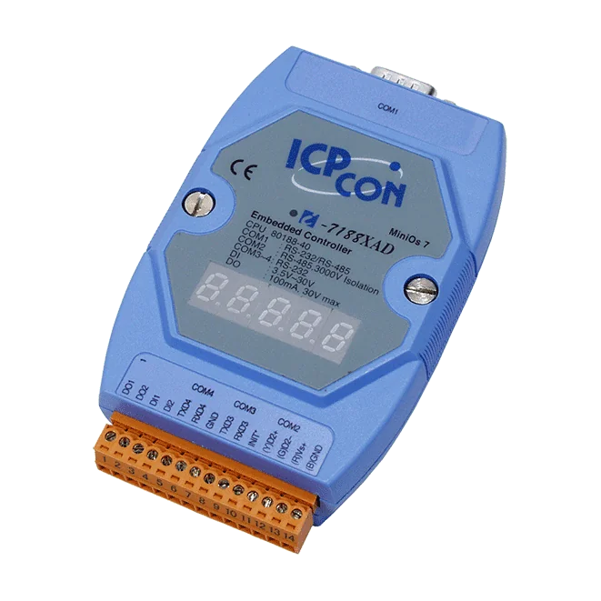 I-7188XAD Serial PAC with 80188-40 CPU, MiniOS7 and 4 Serial Ports