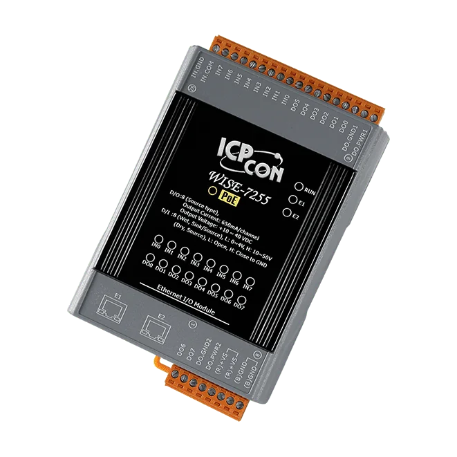 WISE-7255 PoE Intelligent I/O Module, 8-ch DI/DO with Modbus TCP