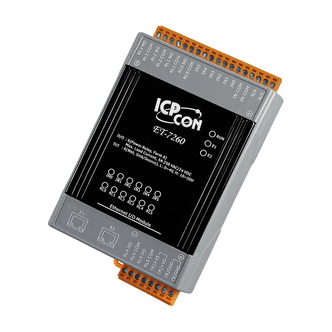ET-7260 Ethernet I/O Module with 6-ch DI and 6-ch Power Relay