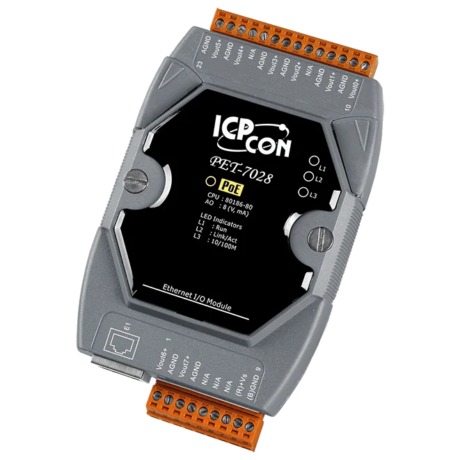 PET-7028 PoE Ethernet I/O Module, 8-ch Analog Output