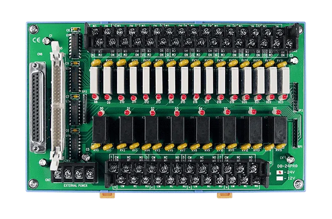 DB-24PRD/24/DIN 24-ch Power Relay Board with DIN-rail Mounting (24V)