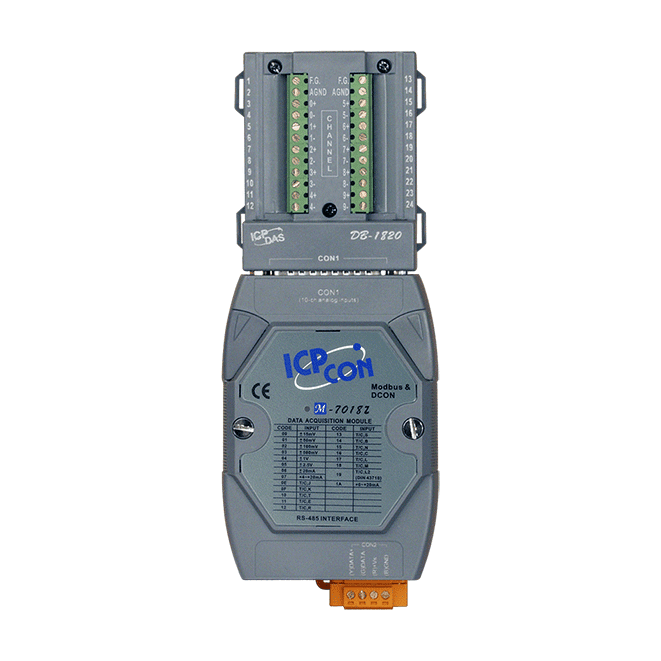 M-7018Z-G/S 10-ch Thermocouple Input Module using DCON and Modbus Protocols (Gray Cover)