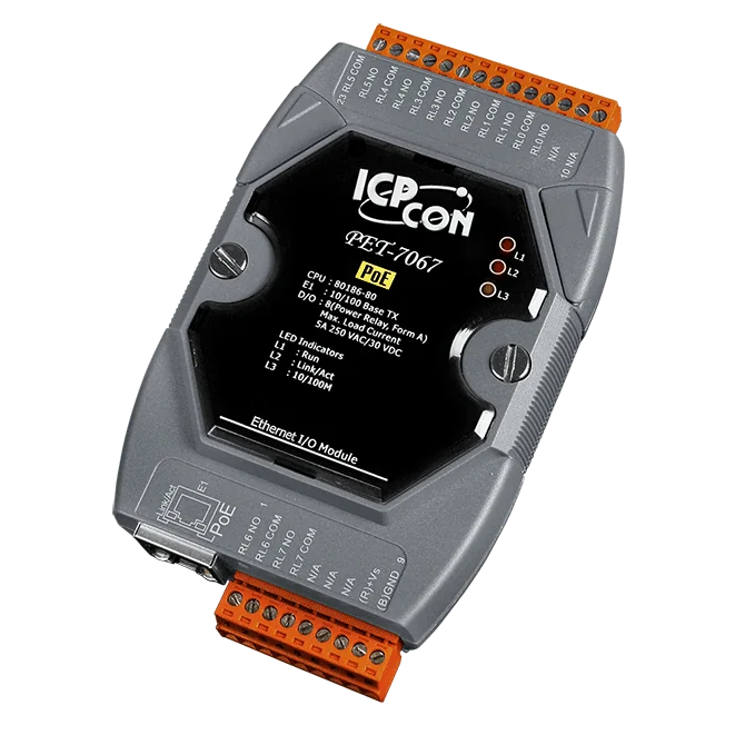 PET-7067 PoE Ethernet I/O Module, 8-ch Power Relay