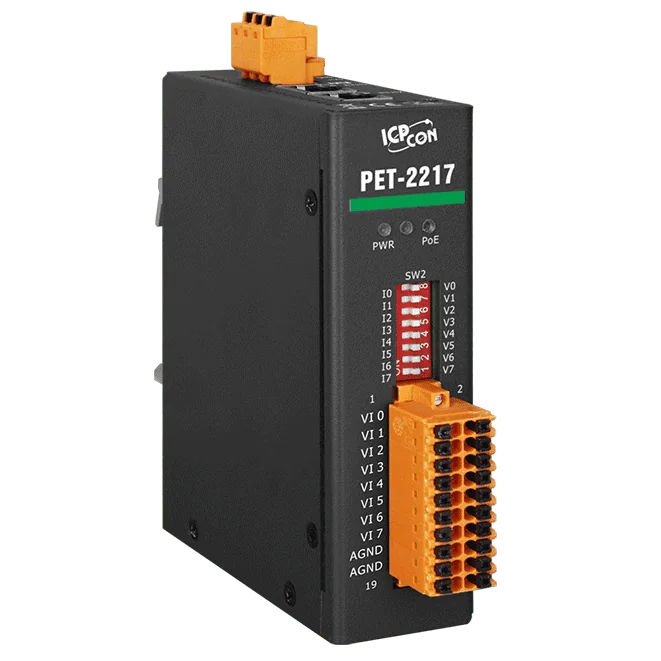 PET-2217 PoE Ethernet I/O Module, 8/16-ch Analog Input