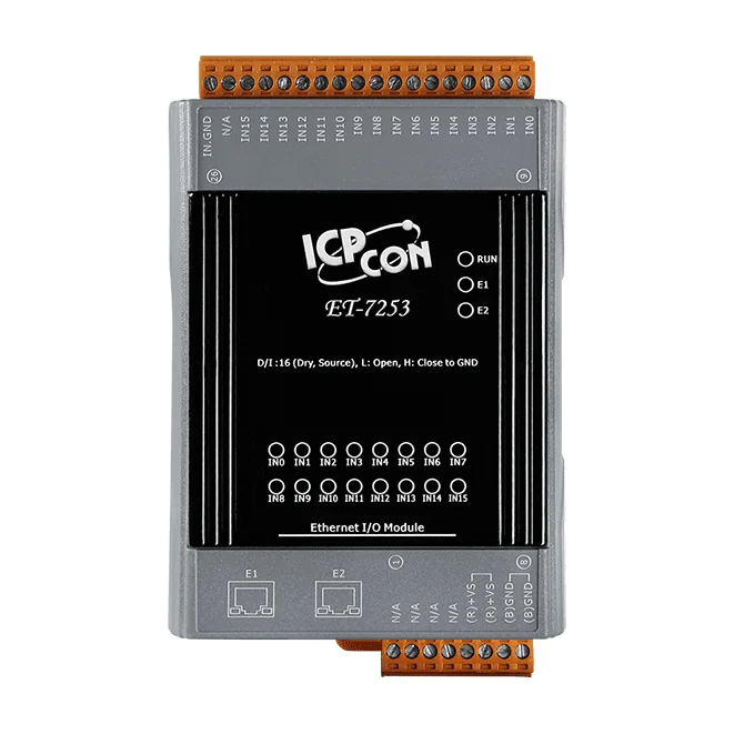 ET-7253 Ethernet I/O Module with 2-port Switch, 16-ch Digital Input