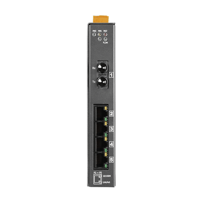 NSM-205AFT-T Unmanaged Ethernet Switch, 4-port 10/100 + 1 Multi-Mode ST Fibre