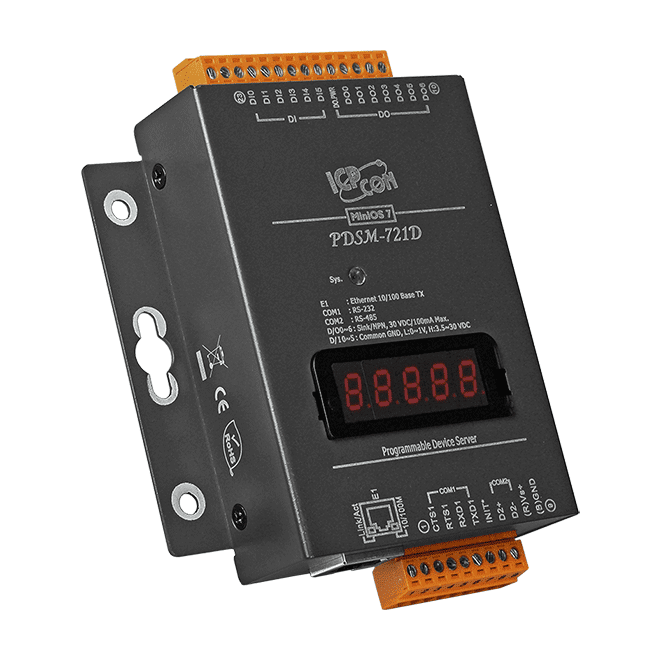 PDSM-721D Programmable Serial-to-Ethernet Device Server, 6 DI / 7 DO, Metal
