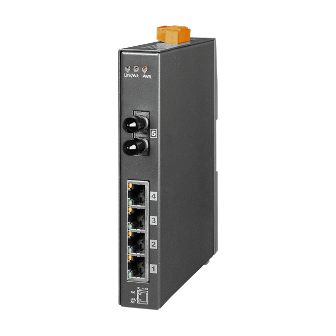 NSM-205PFT Unmanaged PoE Fiber Switch, 4 x RJ-45 PSE + 1 x 100Base-FX ST