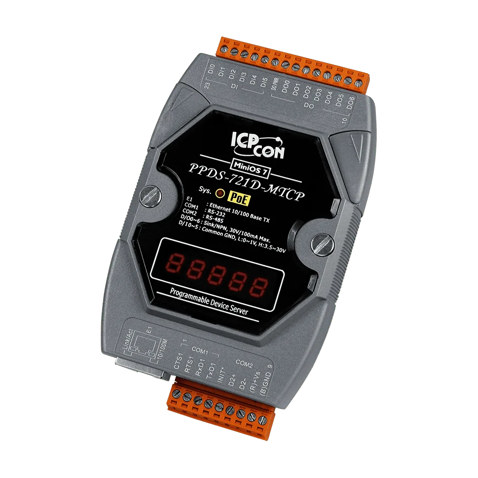 PPDS-721D-MTCP Serial-to-Ethernet Device Server, Modbus TCP Gateway, PoE