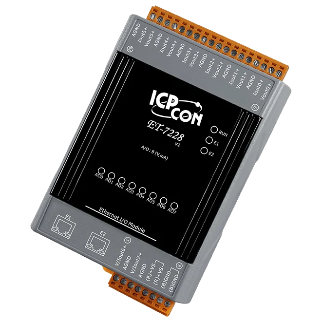 ET-7228 Ethernet I/O Module, 8-ch Analog Output with 2-port Switch