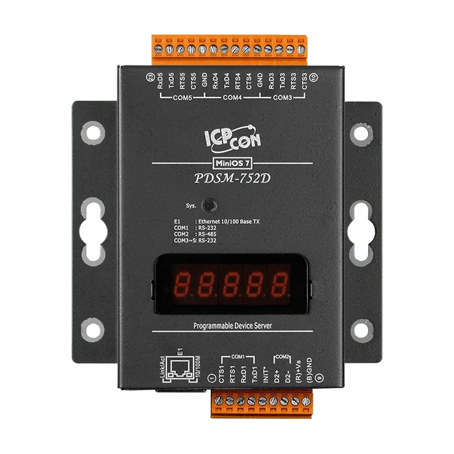 PDSM-752D Serial-to-Ethernet Device Server, 4x RS-232 + 1x RS-485, Metal Case