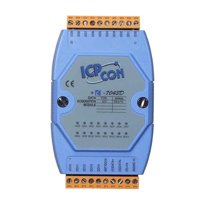 I-7043D 16-ch Sink DO Module with LED Display (DCON, Blue Cover)