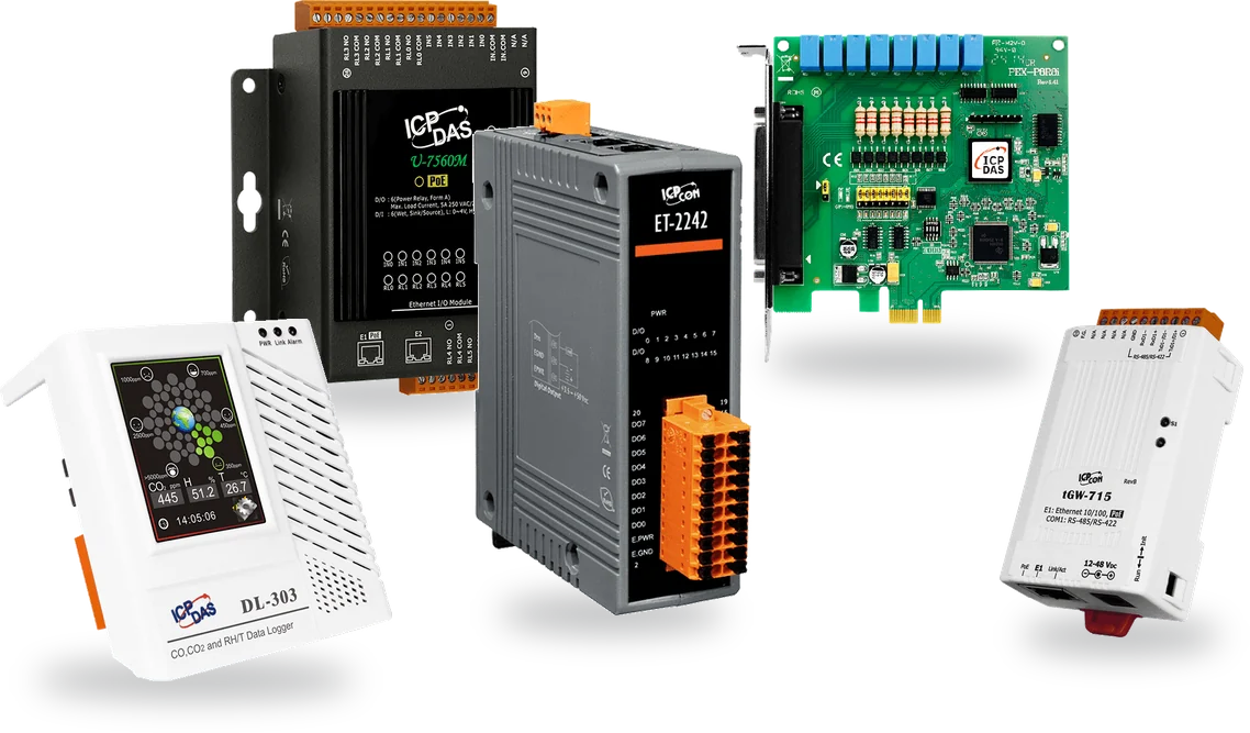 ICP DAS I/O-moduler, gateways og datakort